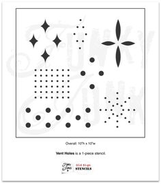 a poster with black and white dots on it that says, event holes is 1 - 3 piece stencil