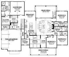 this is the first floor plan for these house plans, which include two master suites and three