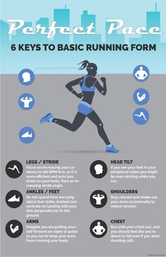 a woman running with the text perfect pace 6 keys to basic running form on it