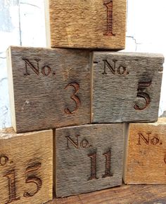 several wooden blocks with numbers on them