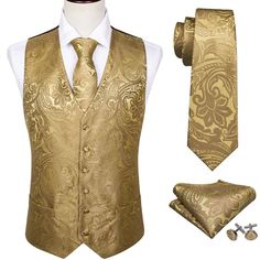 Condition: Handmade Material : 100% jacquard woven silk,silk offers most comfortable and soft feeling of wearing,polyester makes it more practical and wear-resistant. Wash by hand or by machine, non-shrink, no pilling or fade. Champagne Groomsmen Vest, Gold Wedding Shirt, Copper Vest Groomsmen, Art Deco Clothing Mens, Black Suit Vest, Gold Man, Men Waistcoat, Men's Waistcoat, Silk Vest