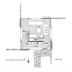 the floor plan for a small house with stairs and an upper level living area, as well as a second story bedroom