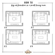 the floor plan for a small living room, with four different areas to choose from