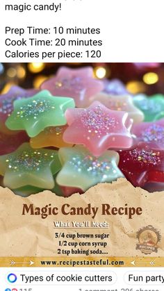 the recipe for magic candy is displayed on an instagramtion board with instructions to make it