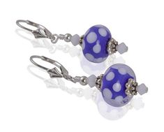 🐣. Offer Xtras! Blue Dots Lampwork Bead Earrings for $20.00 #handmade #fashion #handcrafted #SWCreations #jewelry Lampwork Bead Earrings, Crystals Blue, Infinity Necklace Silver, Statement Earrings Wedding, Lampwork Bead Jewelry, Earrings Bead, Unique Handmade Earrings, Blue Dots, Cubic Zirconia Jewelry