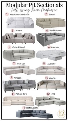 the modern sectional sofa is shown with instructions to make it look like an l - shaped couch