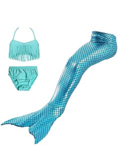 Girls Turquoise Scales Mermaid Tail 3 Pieces Swimsuit Set 2-9 - SophiasStyle.com Scales Mermaid, Mermaid Swimming, Your Pretty, Fringe Top, Sea Inspired, Fish Scale, Fish Scales, Swimsuit Set, Mermaid Tail