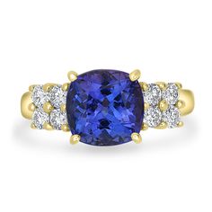 Gembleu-rings-ADG50524-18-YG-1 Luxury Tanzanite Birthstone Ring As Gift, Luxury Gold Tanzanite Birthstone Ring, Tanzanite Rings, Formal Parties, Tanzanite Ring, Tanzanite Gemstone, Lovely Ring, Ring Style, Diamond Set