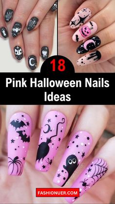 Get creative with your summer nail game with these 18 pink Halloween nail ideas. Perfect for adding a touch of spooky flair to your summer look, these nail designs range from subtle to bold. Think pink ghosts, pumpkins, and witches that are both cute and creepy. These designs are perfect for those who love to blend festive elements with vibrant summer colors, ensuring your nails are a conversation starter at any summer event. #PinkNails #HalloweenNails #SummerNails #NailArt #SpookyNails #FestiveManicure Girly Halloween Nails Short, Summer Halloween Nails, Halloween Nails Pastel, Pink And Purple Halloween Nails, Halloween Pink Nail Designs, Pink Halloween Nail Designs Short, Colorful Ghost Nails, Halloween Nails Pink And Black, Pink Spooky Nails Simple