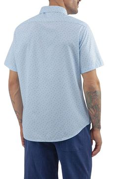 Enjoy the comfort of this short-sleeve button-up shirt constructed from stretchy, moisture-wicking tech fabric. Front button closure Spread collar Short sleeves Chest button-patch pocket Four-way-stretch fabric Moisture-wicking fabric engineered for dryness and comfort 94% polyester, 6% spandex Dry clean or machine wash, dry flat Imported Tech Shirt, Short Sleeve Button Up, Moisture Wicking Fabric, Workout Shorts, Patch Pocket, Nordstrom Rack, Moisture Wicking, Stretch Fabric, Button Up Shirts