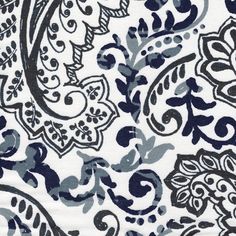 a blue and white paisley print fabric