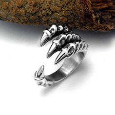 Silver Punk Rings For Streetwear, Silver Punk Claw Rings, Dragon Claws, Celtic Dragon, Claw Ring, Dragon Claw, Biker Rings, Dragon Necklace, Dragon Jewelry