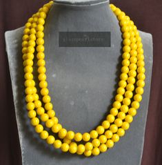 I make the necklace to use 10mm yellow glass bead .The necklace length is select. IT is good necklace for your great wedding.   I can make different type necklace to your requirements,Please feel free to contact me if you have any question. Thank you so much. . The other yellow color jewelry: https://www.etsy.com/shop/glasspearlstore/items?search_query=yellow+necklace#fromHome Yellow Beaded Pearl Necklace Gift, Yellow Beaded Pearl Necklace As Gift, Elegant Yellow Long Beaded Necklaces, Elegant Long Yellow Beaded Necklace, Elegant Yellow Long Beaded Necklace, Yellow Beaded Necklaces With Round Beads For Weddings, Elegant Yellow Round Bead Necklaces, Yellow Round Necklaces For Party, Elegant Yellow Beaded Necklaces For Weddings