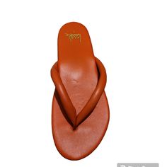 New. Upper Is Leather Chic Leather Flip Flops For Beach, Flat Flip Flops With Branded Insole For Vacation, Orange Single Toe Strap Sandals For The Beach, Brown Strappy Sandals, Woven Leather Sandals, Toe Ring Sandals, Toe Loop Sandals, Strappy Leather Sandals, Criss Cross Sandals