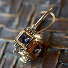 Morgan Le Fay Tanzanite & Diamond Earrings Tanzanite Diamond Earrings, Morgan Le Fay, Faberge Jewelry, Arthurian Legend, Replica Jewelry, Lapis Earrings, Tanzanite Diamond, Deco Earrings, Art Deco Earrings