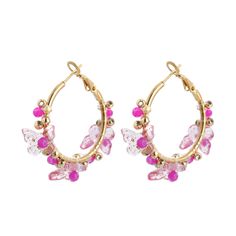 PRICES MAY VARY. Flower Hoop Earrings: Our delicate hoop earrings come in a wide range of styles, like daisy, flower, butterfly, classic beaded etc. Each pair are made by hand, looks very beautiful and exquisite, will definitely impress you! Size: The diameter of floral hoop earrings is approx. 1.38in (35mm), lightweight and comfortable for daily wear, suitable for most women and girls to wear. Material: The boho beaded hoop earrings are made of quality stainless steel, hypoallergenic, Lead free Trendy Hoop Beaded Earrings For Pierced Ears, Spring Dangle Hoop Earrings For Pierced Ears, Spring Dangle Hoop Earrings, Spring Small Hoop Earrings For Pierced Ears, Pink Hoop Flower Earrings For Spring, Small Hoop Earrings With Dangling Beads For Party, Round Spring Hoop Earrings, Spring Flower Hoop Earrings For Pierced Ears, Trendy Hoop Earrings With Dangling Beads