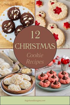 twelve christmas cookie recipes with text overlay