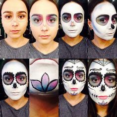 Simple Sugar Skull Makeup, Candy Skull Makeup, Mother Makeup, Makeup Dia, Sugar Skull Makeup Tutorial, Skull Tutorial, Sugar Skull Face Paint