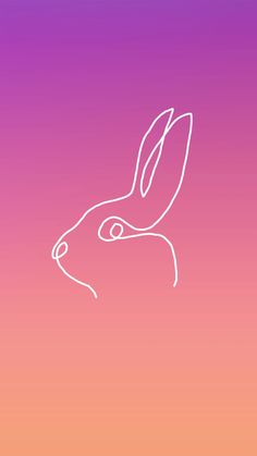 the outline of a rabbit's head on a pink and purple background