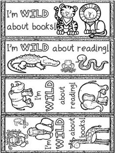 an animal themed bookmark with the words i'm wild about reading