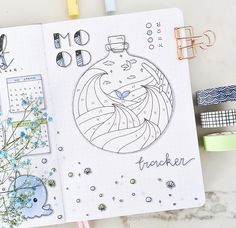 August Mood Tracker, Bullet Journal September, Lake Theme, Bullet Journal Page, Page Decoration