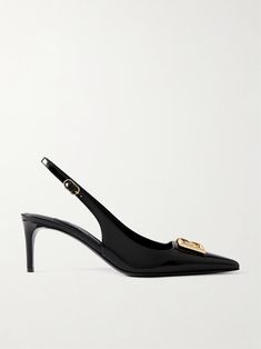 Dolce & Gabbana elevates these classic black pumps with its gold-tone 'DG' logo - the bold moniker is so easy to recognize, even when slightly concealed by your hems. They've been made in Italy from glossed-leather and have adjustable slingback straps and 60mm stiletto heels. Slingback Pump, Mid Heel, Black Pumps, Women Collection, Classic Black, Stiletto Heels, Porter, Dolce And Gabbana, In Italy