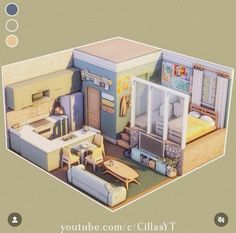 an image of a dollhouse with furniture in it