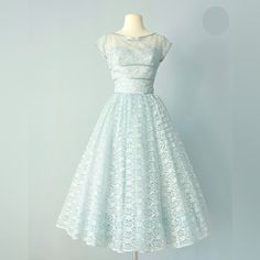 Beautiful With A Petticoat, This Round Skirted 1950s Party Dress Is A Showstopper! There Is A Minor Tear In The Lace, Pictured, But From Even 2 Feet Away It’s Not Visible (Also Pictured) Waist Is 13” Including An Original Thumbnail From When I Purchased It, A Much More Beautiful Photo Of This Gorgeous Gown. 1950s Ball Gown, Vintage Prom Dresses 1950s, 1950s Party Dresses, 1950s Party, Prom Dress Inspo, Dresses 1950s, Lace Vintage, Prom Dresses Vintage, Dress Inspo