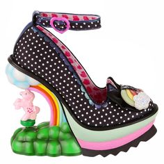 Irregular Choice X My Little Pony Platform Black Womens Shoes Lickety-Split Collector Showstopper Heels Perfect Ponytail Fantasy Waterfall, Concept Shoes, Pina Coladas, Glitter Rainbow, Childhood Dreams, Rainbow Bow