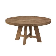 a round wooden table with four legs