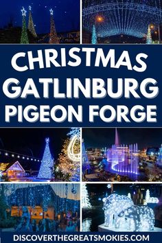 christmas in gatlinburg pigeonon force at night with the text overlay