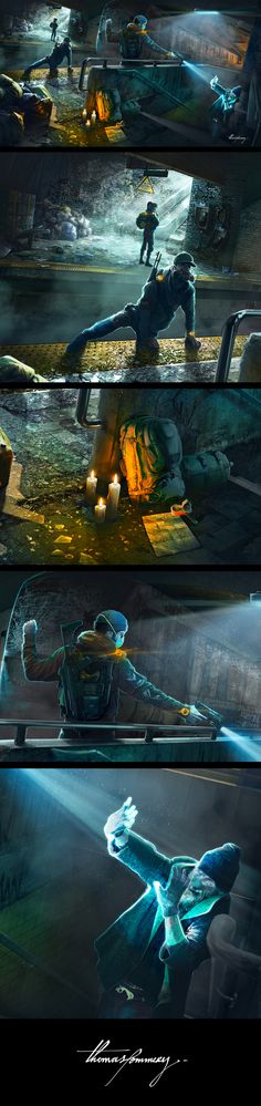 the concept art for an upcoming sci - fi film is shown in three different stages