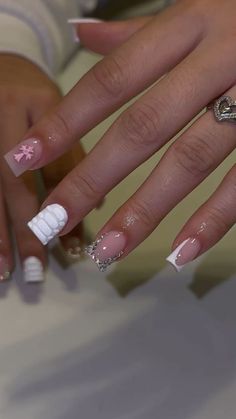 Drip Nails, Short Square Acrylic Nails