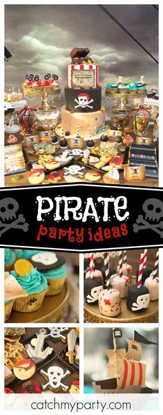 a pirate party with cupcakes and cookies