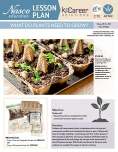 the brochure is shown with pictures of plants and seedlings in pots on it