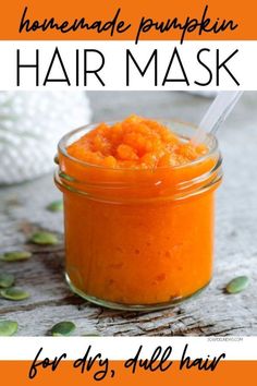 Masks For Dry Hair, Homemade Hair Care, Homemade Hair Mask Recipes, Diy Hair Care Recipes, Hair Mask For Dry Hair, Mask For Dry Hair, Moisturizing Hair Mask, Pumpkin Hair, Moisturize Dry Hair