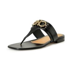 Salvatore Ferragamo Women's "Rikis 10" Black Leather Logo Flats Sandals Shoes Country/Region Of Manufacture: Italy Retail Value: $795.00 This Is Authentic Salvatore Salvatore Ferragamo Women's "Rikis 10" Black Leather Logo Flats Sandals Shoes Sku: Shoes-6754 Model: Rikis 10 0753927 Material: 100% Leather Black Leather T-strap Sandals With Flat Heel, Elegant T-strap Sandals With Leather Lining, Gala Sandals With Single Toe Strap, Leather T-strap Sandals With Round Toe For Evening, Chic Calf Leather Sandals With Tang Buckle, Designer Leather T-strap Sandals With Buckle, Luxury Flat Sandals With Leather Footbed, Designer Sandals With Leather Footbed And Single Toe Strap, Luxury T-strap Sandals With Single Toe Strap