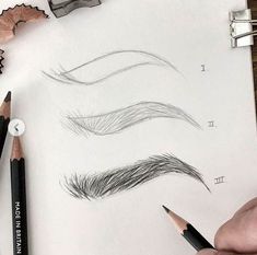 someone is drawing different types of eyebrows with pencils