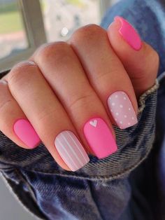 Barbie Pink Nails, Her Nails, Dipped Nails, Stick On Nails, Valentines Nails