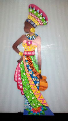 a painting of a woman wearing a colorful dress