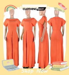 Solid Short Sleeve High Split Maxi Dress Casual Solid Color Maxi Dress For Evening, Casual Shift Maxi Dress For Party, Chic Solid Color Shift Maxi Dress, Casual Pleated Orange Dress, Casual Orange Pleated Dress, Short Sleeve Maxi Dresses, Split Maxi Dress, Maxi Dress With Sleeves, Maxi Dresses