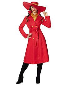 a woman wearing a red coat and hat