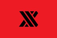 the letter x is made up of black and red lines on a bright red background