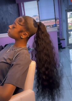 Ponytail Inspo For Black Women, High Ponytail Curly Black Women, Added Ponytail Hairstyles Black, To Ponytail Hairstyles Black, Cute Long Ponytails For Black Women, Cute Weave Ponytail Hairstyles, Slick Puffy Ponytail Weave, Bundles Ponytail Hairstyles Black Women, Water Wave Ponytail Hairstyles