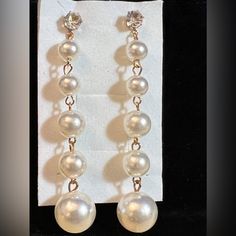 Simulated Pearl Long Tassel Drop Earrings For Women Pearl Dangle Earrings New Pearl Dangle Earrings, Tassel Drop Earrings, Pearl Earrings Dangle, Earrings For Women, New Color, Women's Earrings, Tassels, Dangle Earrings, White Gold