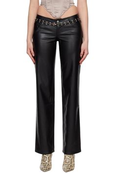 Black Marco Faux-Leather Pants by Miaou on Sale Low Rise Leather Pants, 2000s Women, Black Leather Pants, Faux Leather Pants, Low Rise, Leather Pants, Straight Leg, Black Leather, On Sale