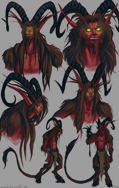 an image of demon character designs in various poses