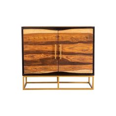 the sideboard is made from wood and metal