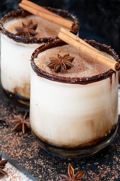 two desserts with cinnamon and anise on top