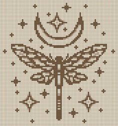 a cross stitch pattern with a dragon on it's back and stars in the background